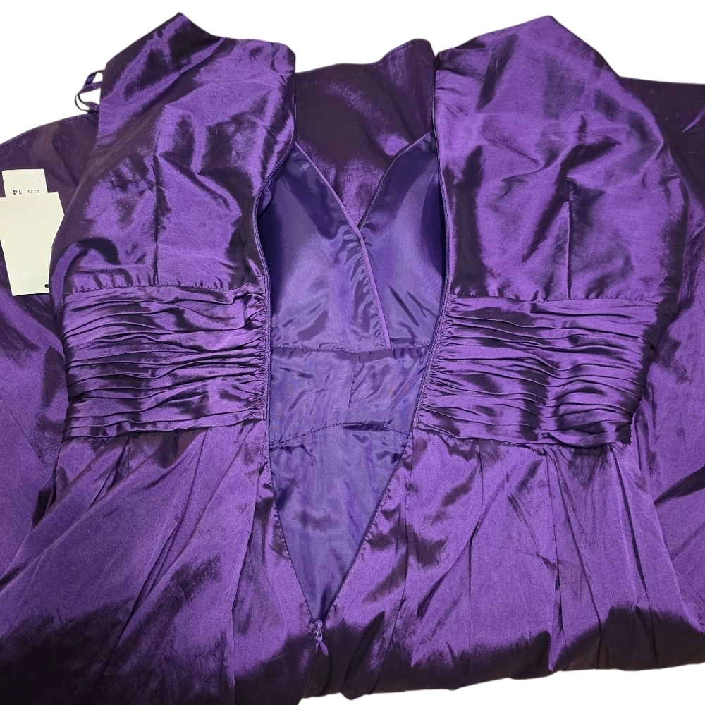 NWT Eliza J Purple Pleated Midi Formal Dress Size 14 Style EJ1M0422 Missy - Picture 15 of 15